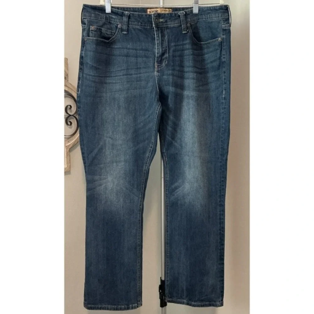 Seven7 Mens Medium Wash Blue Straight Fit Cotton Stretch Pocket Jeans 38x32(30)